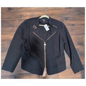 NWT Torrid Black Asymmetrical Jacket w/ Gold Details, Size 2/2X/18-20